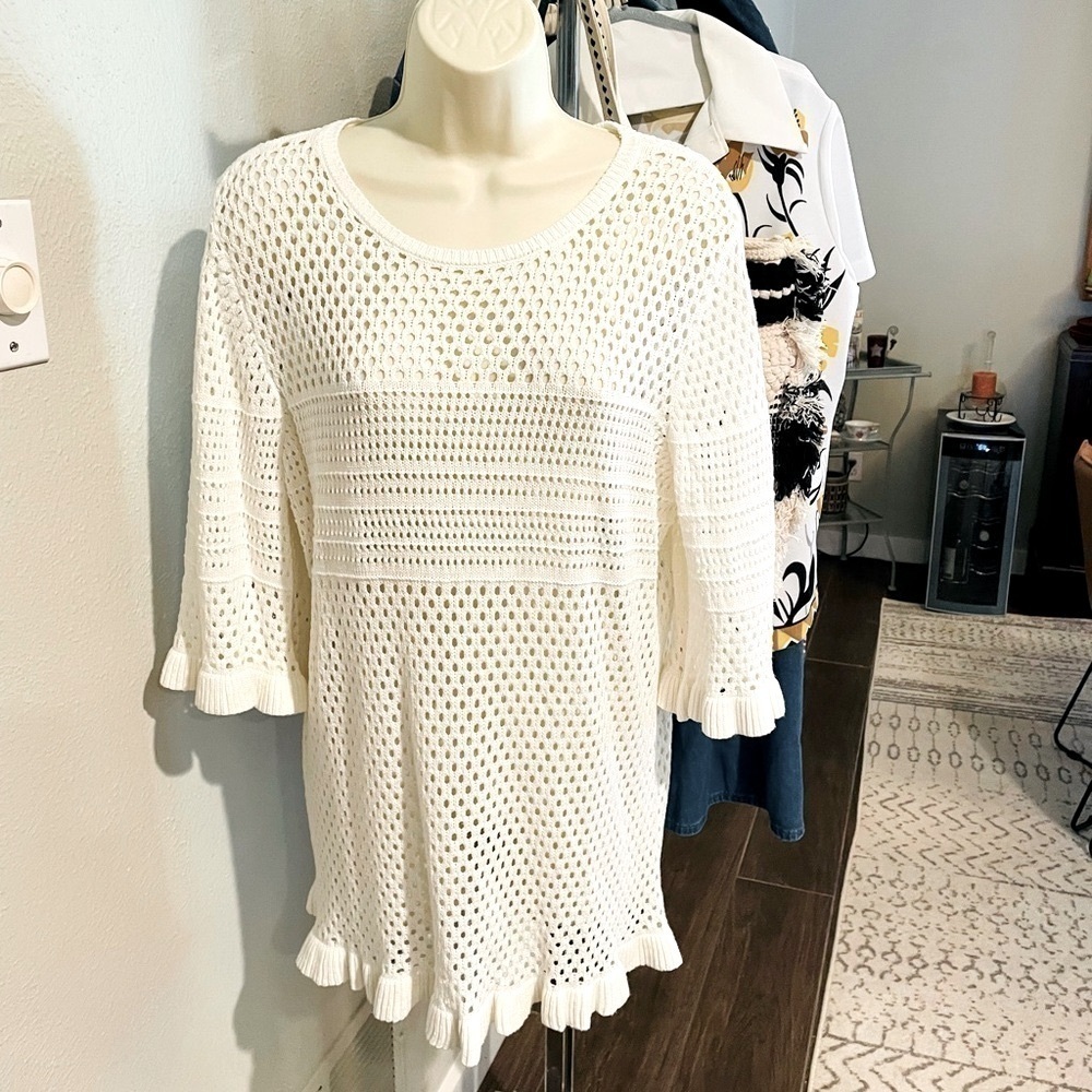 White Knit Top Sz L